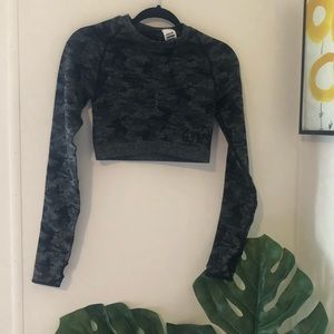 Gymshark camo seamless long sleeve crop top